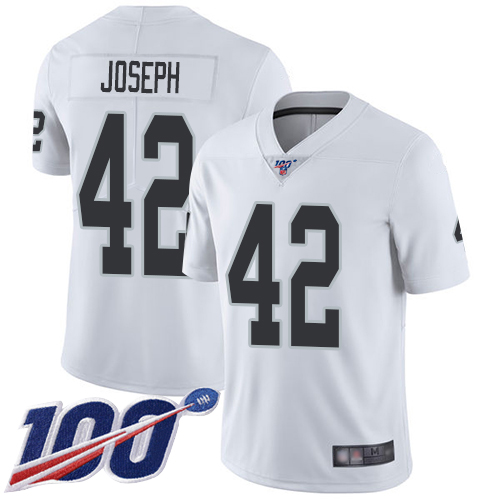 Men Oakland Raiders Limited White Karl Joseph Road Jersey NFL Football 42 100th Season Vapor Jersey